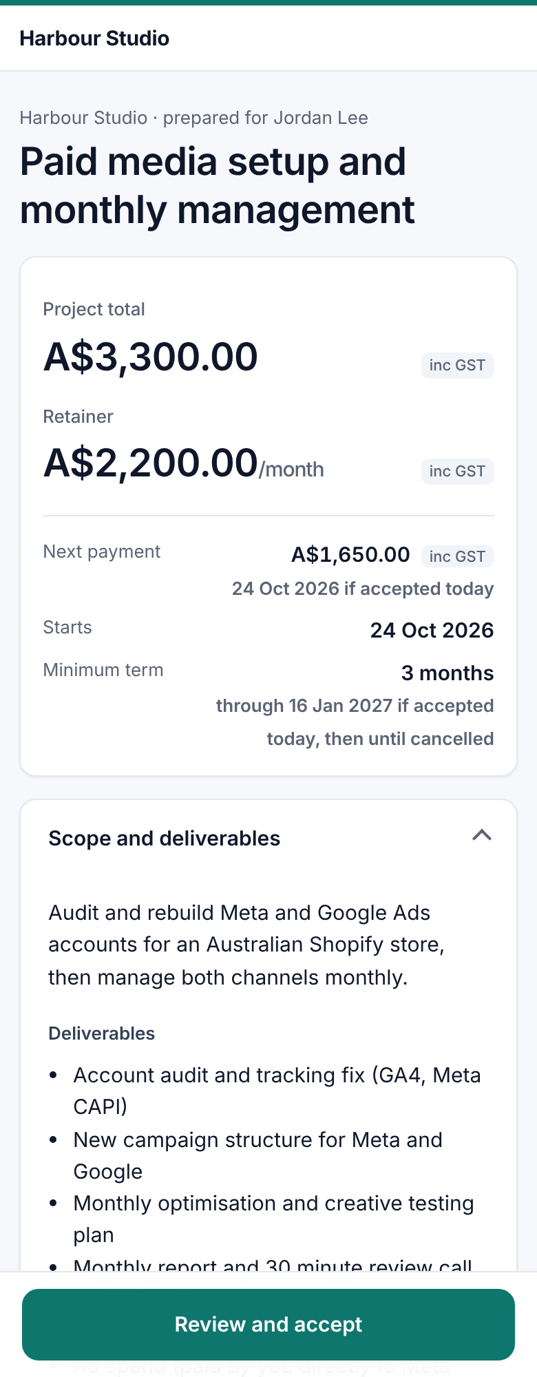 The same offer on a phone